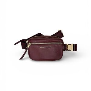 Poppy & Peonies on the run Crossbody belt Bag-Wine Color-vegan leather-like new